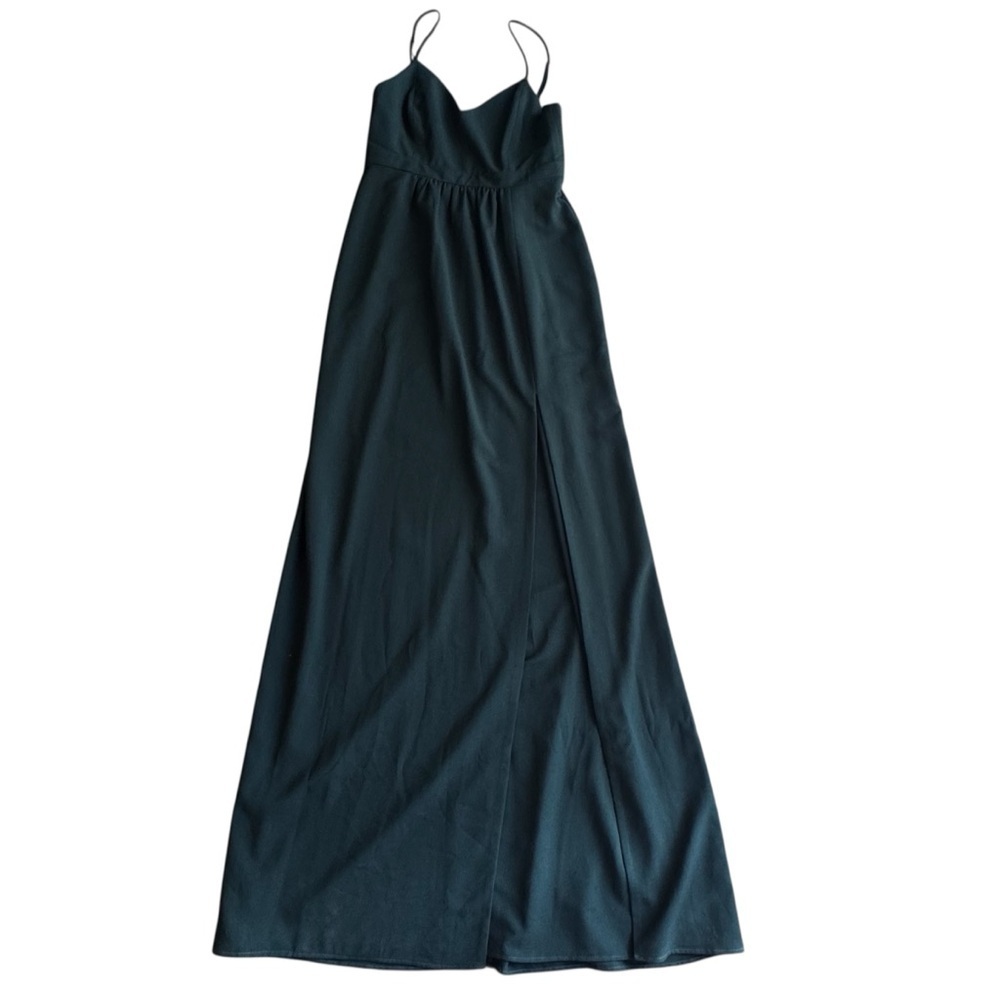 Park & Fifth Valdes Dress Elegant Bridesmaid Gown Leg Slit Hunter Green Size 4 - Picture 6 of 9